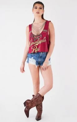 FURST OF A KIND VINTAGE CHAIN OVERLAY CUTOUT BACK SLEEVELESS TEE VINTAGE CHAINS