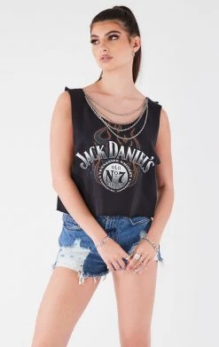FURST OF A KIND VINTAGE CHAIN OVERLAY CUTOUT BACK SLEEVELESS TEE
