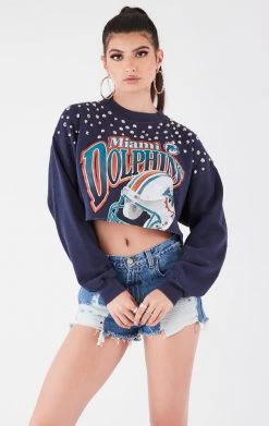FURST OF A KIND VINTAGE MULTI STUD CROPPED SWEATSHIRT