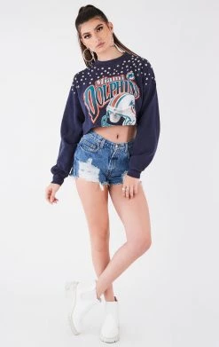 FURST OF A KIND VINTAGE MULTI STUD CROPPED SWEATSHIRT