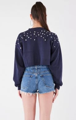 FURST OF A KIND VINTAGE MULTI STUD CROPPED SWEATSHIRT