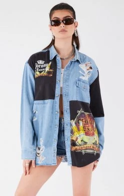 FURST OF A KIND VINTAGE PATCHWORK CHAMBRAY VINTAGE DRINKS