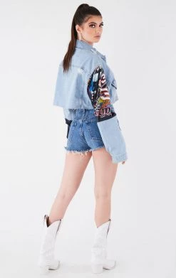 FURST OF A KIND VINTAGE PATCHWORK CROPPED DENIM JACKET FESTIVAL