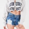 FURST OF A KIND VINTAGE COLLEGE VINTAGE ZIP CROPPED SWEATSHIRT