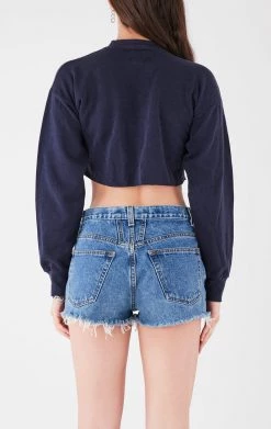 FURST OF A KIND VINTAGE CHAIN LACE UP CROP SWEATSHIRT