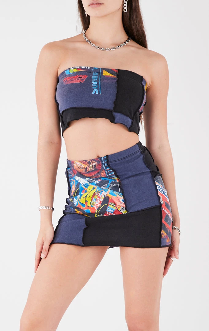 FURST OF A KIND VINTAGE SPLICED TUBE TOP AND SKIRT SET REWORKED SETS 4 FURST OF A KIND VINTAGE SPLICED TUBE TOP AND SKIRT SET REWORKED SETS