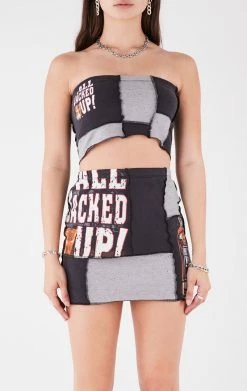 FURST OF A KIND VINTAGE SPLICED TUBE TOP AND SKIRT SET