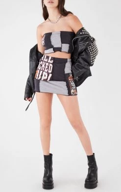 FURST OF A KIND VINTAGE SPLICED TUBE TOP AND SKIRT SET