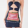 FURST OF A KIND VINTAGE DRINKS VINTAGE DOUBLE RING CUT OUT HALTER DRESS