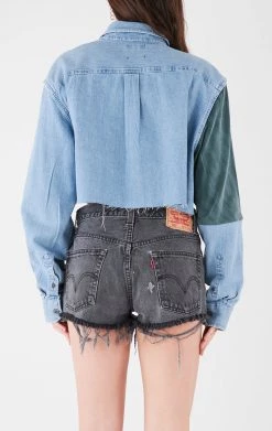 FURST OF A KIND VINTAGE PATCHWORK CROPPED CHAMBRAY VINTAGE NFL