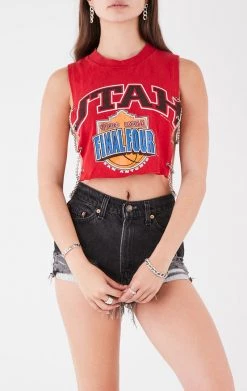 FURST OF A KIND VINTAGE CHAIN SIDE SLEEVELESS CROPPED TEE
