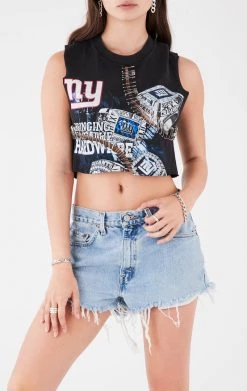 FURST OF A KIND VINTAGE PINS VINTAGE CURVED SAFETY PIN CROPPED SLEEVELESS TEE