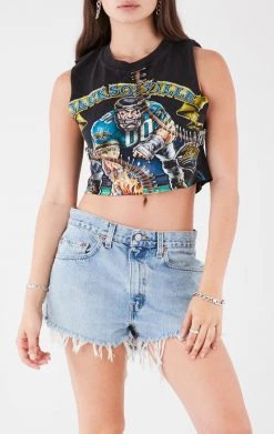 FURST OF A KIND VINTAGE CURVED SAFETY PIN CROPPED SLEEVELESS TEE