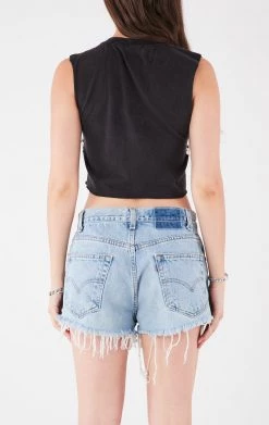 FURST OF A KIND VINTAGE CURVED SAFETY PIN CROPPED SLEEVELESS TEE