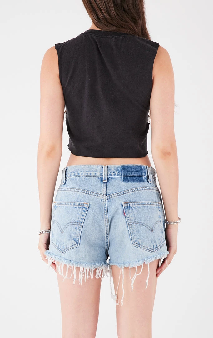 FURST OF A KIND VINTAGE CURVED SAFETY PIN CROPPED SLEEVELESS TEE 4 FURST OF A KIND VINTAGE CURVED SAFETY PIN CROPPED SLEEVELESS TEE