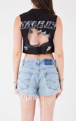 FURST OF A KIND VINTAGE PINS VINTAGE SAFETY PIN PATCHWORK SLEEVELESS TEE