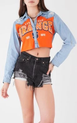 FURST OF A KIND VINTAGE COLLEGE VINTAGE TEE PANEL CHAMBRAY