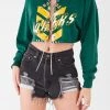 FURST OF A KIND VINTAGE CHAIN LACE UP CROP SWEATSHIRT