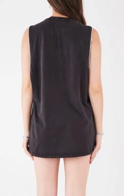 FURST OF A KIND VINTAGE RHINESTONE TRIM SLEEVELESS TEE