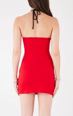 FURST OF A KIND VINTAGE DOUBLE RING CUT OUT HALTER DRESS