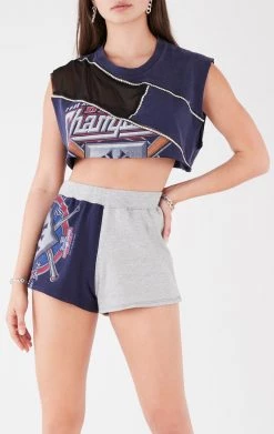 FURST OF A KIND VINTAGE MIXED MEDIA TOP AND SHORT SET