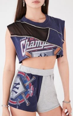 FURST OF A KIND VINTAGE MIXED MEDIA TOP AND SHORT SET