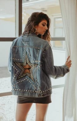 FURST OF A KIND VINTAGE STAR STUD DENIM JACKET FESTIVAL