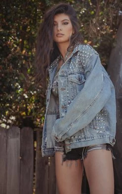 FURST OF A KIND FESTIVAL VINTAGE ALLOVER SPIKE STUD DENIM JACKET