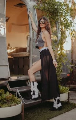 FURST OF A KIND FESTIVAL VINTAGE DENIM WAISTBAND SHEER MAXI WRAP