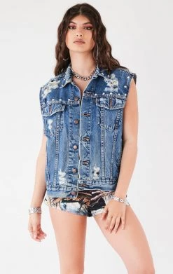 FURST OF A KIND FESTIVAL VINTAGE STUDDED DENIM VEST