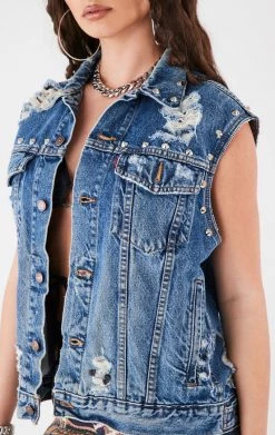 FURST OF A KIND FESTIVAL VINTAGE STUDDED DENIM VEST