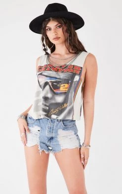 FURST OF A KIND VINTAGE CHAIN OVERLAY CUTOUT BACK SLEEVELESS TEE FESTIVAL