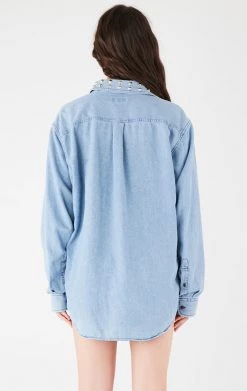 FURST OF A KIND VINTAGE STUD COLLAR SHREDDED CHAMBRAY