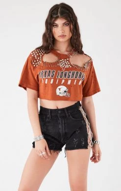 FURST OF A KIND VINTAGE PINS VINTAGE CUT OUT PIN AND STUD CROPPED TEE