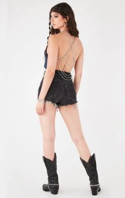 FURST OF A KIND VINTAGE CHAINS VINTAGE HALTER NECK WATERFALL CHAIN BACK TOP