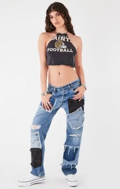 FURST OF A KIND VINTAGE HALTER NECK WATERFALL CHAIN BACK TOP