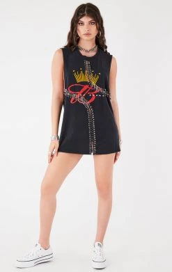FURST OF A KIND VINTAGE CURVED SAFETY PIN SLEEVELESS TEE