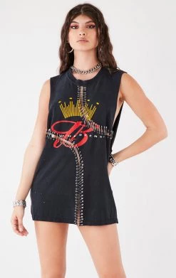 FURST OF A KIND VINTAGE CURVED SAFETY PIN SLEEVELESS TEE