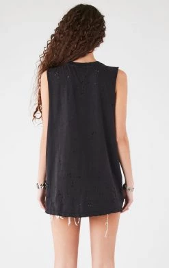 FURST OF A KIND VINTAGE CURVED SAFETY PIN SLEEVELESS TEE VINTAGE PINS