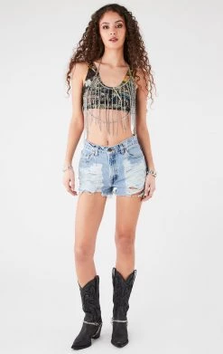 FURST OF A KIND VINTAGE CROPPED TANK WITH BODY CHAIN