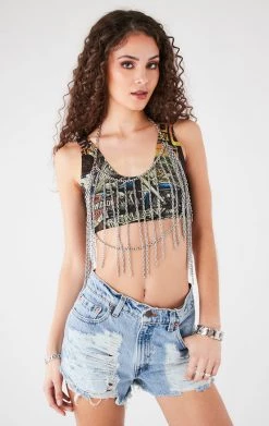 FURST OF A KIND VINTAGE CROPPED TANK WITH BODY CHAIN