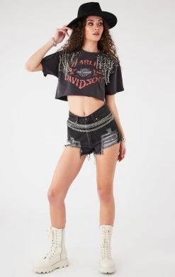 FURST OF A KIND VINTAGE PINS VINTAGE PIN AND CHAIN CROPPED TEE