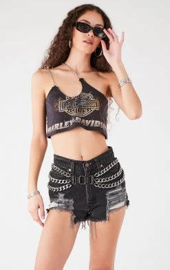 FURST OF A KIND VINTAGE CHAINS VINTAGE ONE SHOULDER DOUBLE CHAIN STRAP TANK