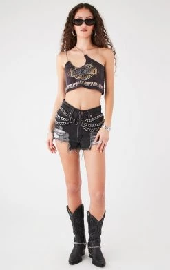 FURST OF A KIND VINTAGE CHAINS VINTAGE ONE SHOULDER DOUBLE CHAIN STRAP TANK