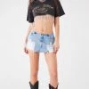 FURST OF A KIND VINTAGE RHINESTONE FRINGE CROP TEE