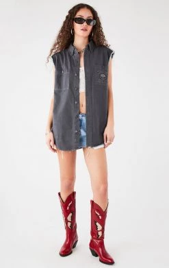 FURST OF A KIND VINTAGE HARLEY SLEEVELESS BUTTON DOWN