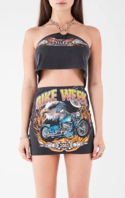 FURST OF A KIND VINTAGE CHAIN NECK HALTER TOP AND SKIRT SET