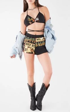 FURST OF A KIND FESTIVAL VINTAGE BRA WRAP TOP AND SHORT SET