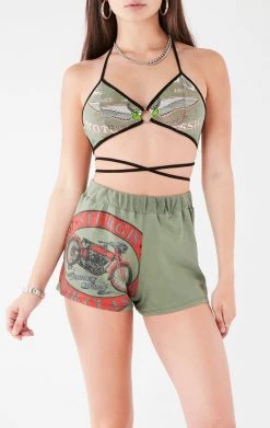 FURST OF A KIND VINTAGE BRA WRAP TOP AND SHORT SET