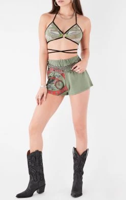 FURST OF A KIND VINTAGE BRA WRAP TOP AND SHORT SET